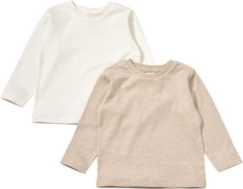 Langarmshirts, beige, Gr. 104, 2 St