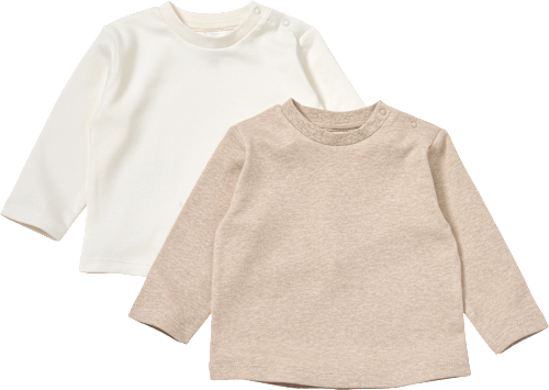 Langarmshirts, beige, Gr. 86, 2 St