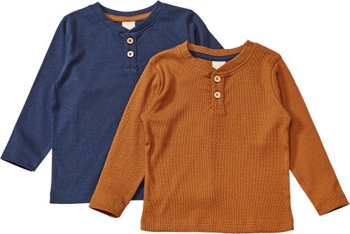 Langarmshirts, blau + braun, Gr. 104