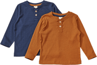 Langarmshirts, blau + braun, Gr. 104
