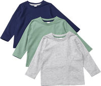 Langarmshirts, grau + blau + grün, Gr. 104, 3 St