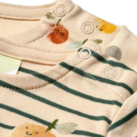 ALANA Langarmshirts mit Apfel-Motiv, beige + grün, Gr. 56, 2 St
