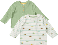 Langarmshirts mit Auto-Muster, grün + weiß, Gr. 80, 1 St