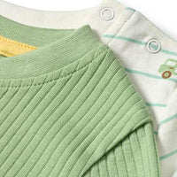Langarmshirts mit Auto-Muster, grün + weiß, Gr. 98, 1 St