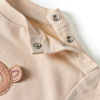Lange mouwen shirts met berenmotief en strepenpatroon, groen + beige, maat 68, 1 stuk