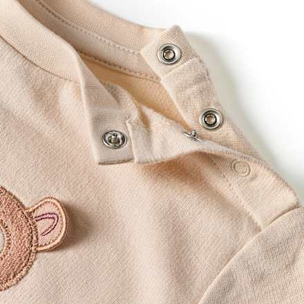 Langarmshirts mit Bären-Motiv & Ringel-Muster, grün + beige, Gr. 68, 1 St