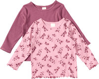 Langarmshirts mit Blumen-Muster, lila, Gr. 110, 2 St