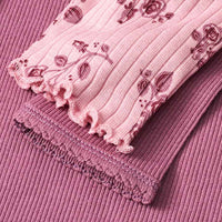 Langarmshirts mit Blumen-Muster, lila, Gr. 134, 2 St