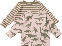 Langarmshirts mit Dino-Muster, grün, Gr. 110, 2 St