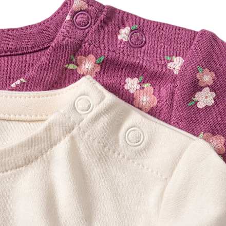 Langarmshirts mit Igel-Motiv & Blumen-Muster, beere + beige, Gr. 62, 2 St