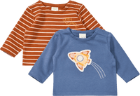 ALANA Langarmshirts mit Raketen-Motiv und Streifen-Muster, braun + blau, Gr. 62, 1 St
