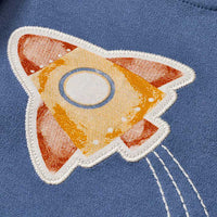 Langarmshirts mit Raketen-Motiv und Streifen-Muster, braun + blau, Gr. 68, 1 St