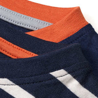 Langarmshirts mit Ringel-Muster & Knopfleiste, blau, Gr. 104, 2 St