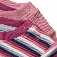 Langarmshirts mit Ripp-Struktur + Ringel-Muster, rosa, Gr. 80, 2 St