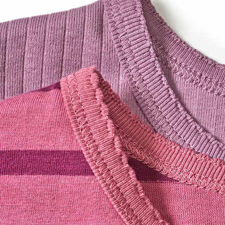 Langarmshirts mit Ripp-Struktur + Streifen, lila + rosa, Gr. 104, 2 St ALANA