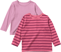 Langarmshirts mit Ripp-Struktur + Streifen, lila + rosa, Gr. 104, 2 St ALANA