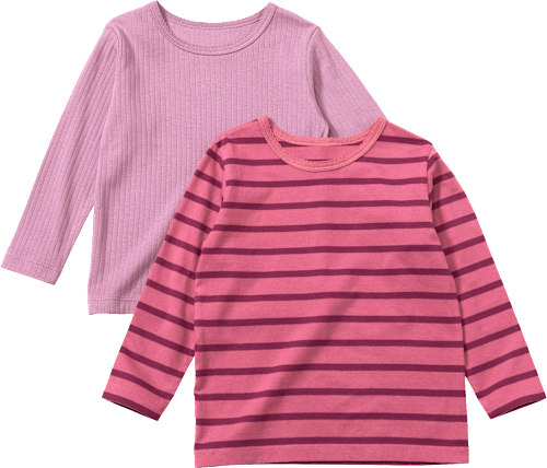 Langarmshirts mit Ripp-Struktur + Streifen, lila + rosa, Gr. 104, 2 St ALANA