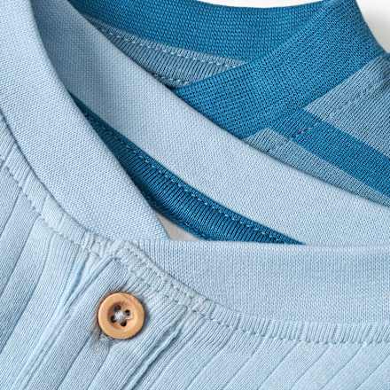 Langarmshirts mit Ripp-Struktur & Ringel-Muster, blau, Gr. 140, 2 St ALANA
