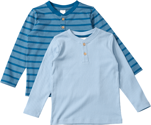 Langarmshirts mit Ripp-Struktur & Ringel-Muster, blau, Gr. 140, 2 St ALANA