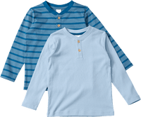 Langarmshirts mit Ripp-Struktur & Ringel-Muster, blau, Gr. 140, 2 St ALANA