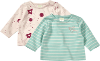 ALANA Langarmshirts mit Weltall-Muster, blau + beige, Gr. 68, 2 St
