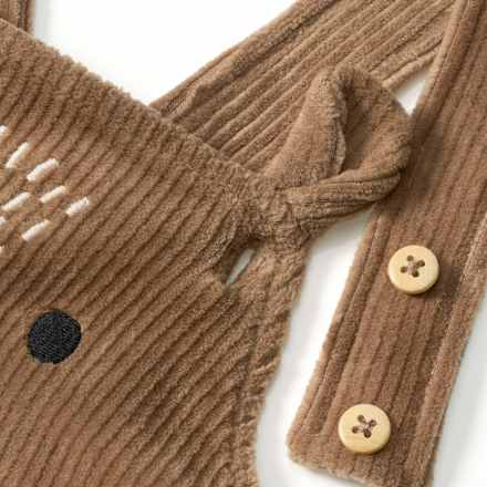 Tuinbroek van geribbeld velours met berenmotief, bruin, maat 86, 1 stuk