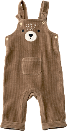 Tuinbroek van geribbeld velours met berenmotief, bruin, maat 86, 1 stuk