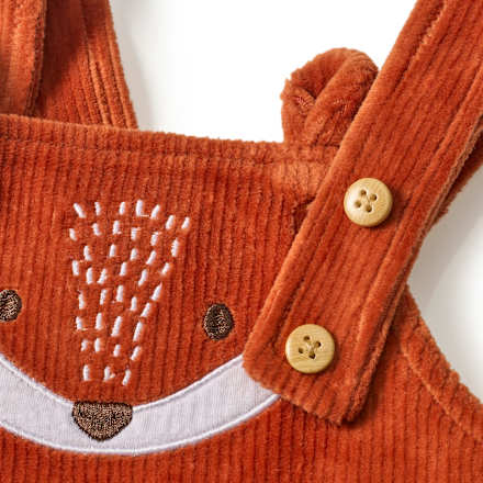 Latzhose aus Velours mit Fuchs-Motiv, rot, Gr. 86, 1 St