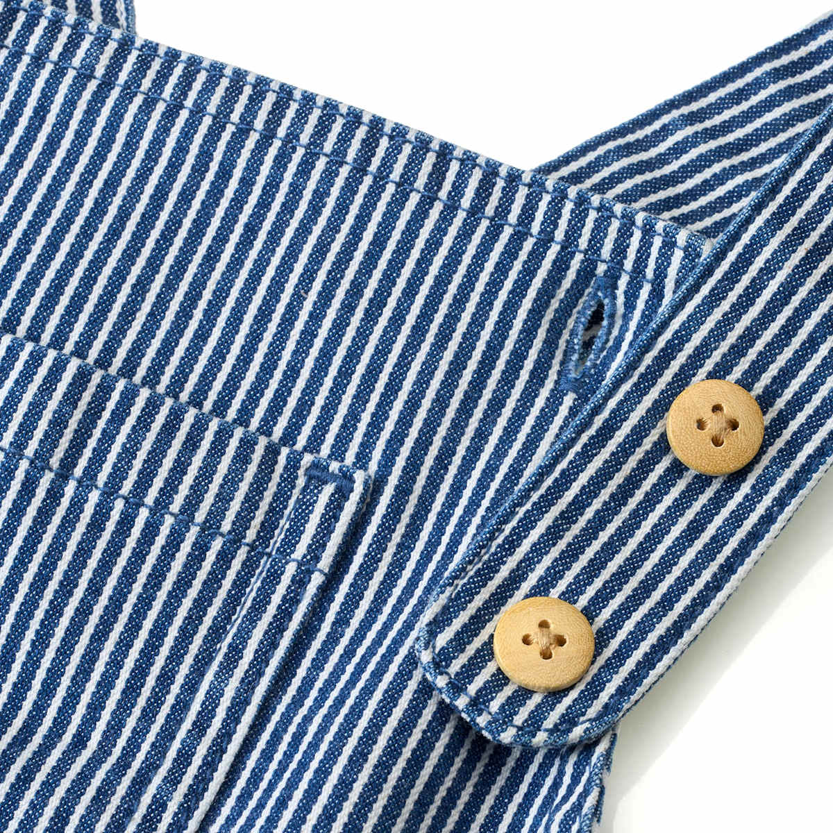 ALANA Salopette à rayures & boutons en bois, bleu, T. 80, 1 pce