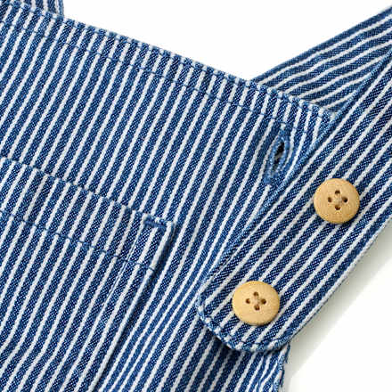 Latzhose mit Streifen-Muster & Holzknöpfen, blau, Gr. 86, 1 St