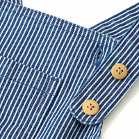 Latzhose mit Streifen-Muster & Holzknöpfen, blau, Gr. 86, 1 St