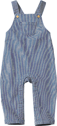 Latzhose mit Streifen-Muster & Holzknöpfen, blau, Gr. 86, 1 St