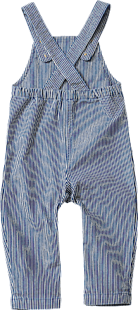Latzhose mit Streifen-Muster & Holzknöpfen, blau, Gr. 86, 1 St