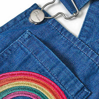 Latzkleid mit Rüschen & Regenbogen-Applikation, blau, Gr. 104, 1 St ALANA