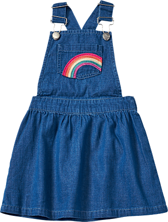 Latzkleid mit Rüschen & Regenbogen-Applikation, blau, Gr. 104, 1 St ALANA