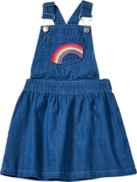 Latzkleid mit Rüschen & Regenbogen-Applikation, blau, Gr. 104, 1 St ALANA