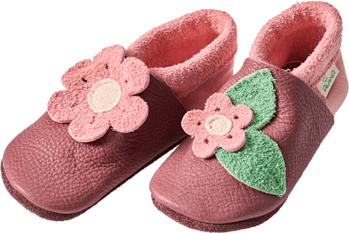 Lederschuhe mit Blumen-Applikation, rosa, Gr. 22/23, 1 St