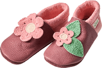 Lederschuhe mit Blumen-Applikation, rosa, Gr. 22/23, 1 St
