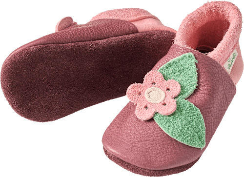Lederschuhe mit Blumen-Applikation, rosa, Gr. 22/23, 1 St