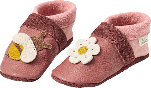 Leren schoenen met bloemen- en bijenapplicatie, roze, maat 22/23, 1 stuk