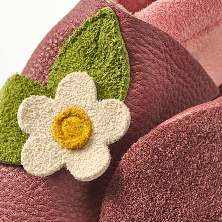 Lederschuhe mit Erdbeer- und Blumen-Applikation, pink, Gr. 20/21, 1 St