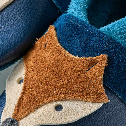 Lederschuhe mit Fuchs-Applikation, blau, Gr. 22/23, 1 St