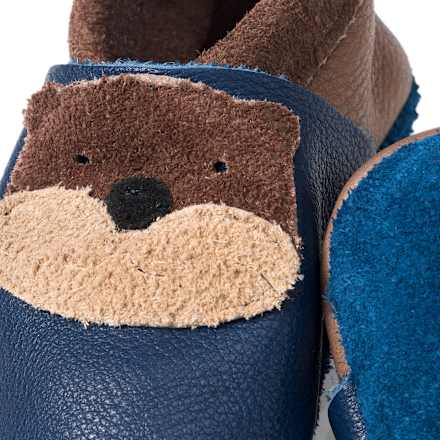 Lederschuhe mit Otter-Applikation, blau, Gr. 22/23, 1 St
