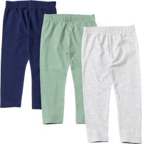 Leggings, grau melange+ blau + grün, Gr. 104, 3 St