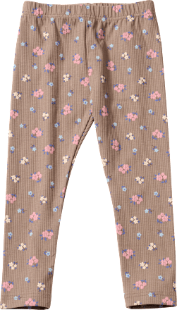 Leggings mit Blumen-Muster & Ripp-Struktur, braun, Gr. 110, 1 St