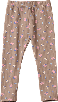 Leggings mit Blumen-Muster & Ripp-Struktur, braun, Gr. 110, 1 St