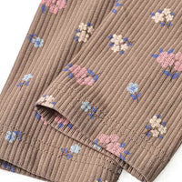 Leggings mit Blumen-Muster & Ripp-Struktur, braun, Gr. 116, 1 St