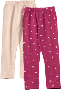 Leggings mit Herz-Muster & Ripp-Struktur, rosa & beige, Gr. 110, 2 St
