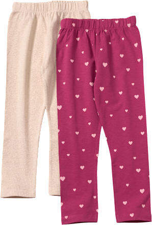 Leggings mit Herz-Muster & Ripp-Struktur, rosa & beige, Gr. 92, 2 St
