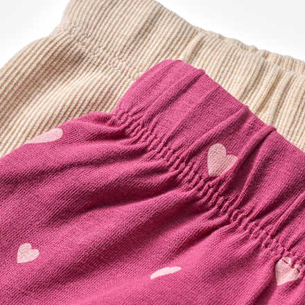 Leggings mit Herz-Muster & Ripp-Struktur, rosa & beige, Gr. 92, 2 St
